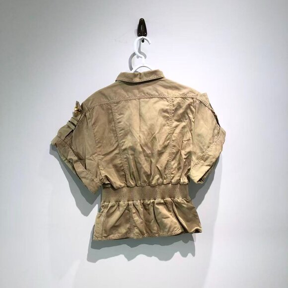 Balmain Tan Bomber Jacket with Gold Accents - Picture 2 of 6